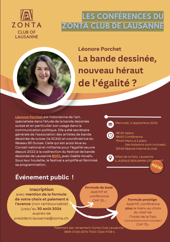 Les conférences du Zonta Club: la bande dessinée, nouveau héraut de l’égalité ?